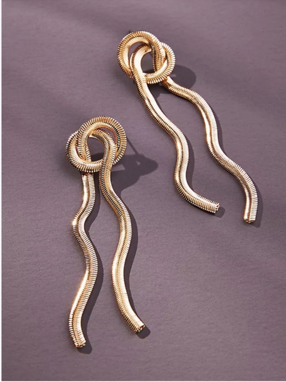 New! Gold Snake Chain Loop Drop Earrings NWOT